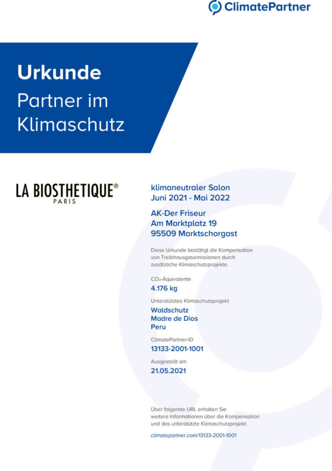 Urkunde - Partner im Klimaschutz 2021 MS